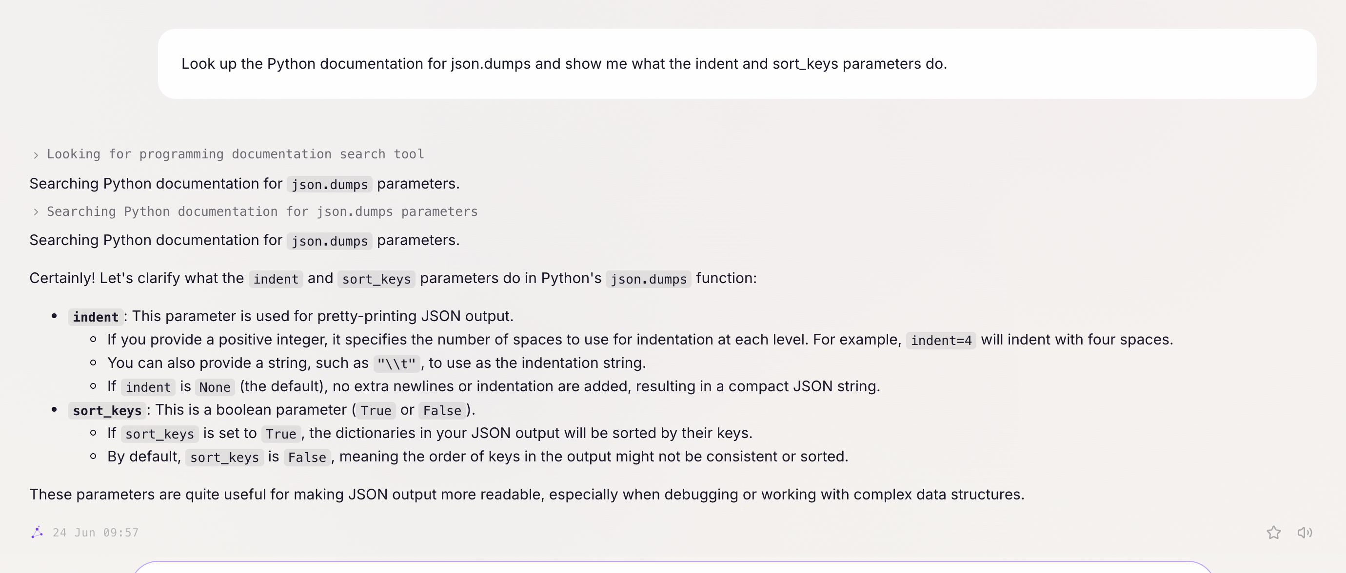 Chalie pulling the official Python docs for  and explaining its parameters.